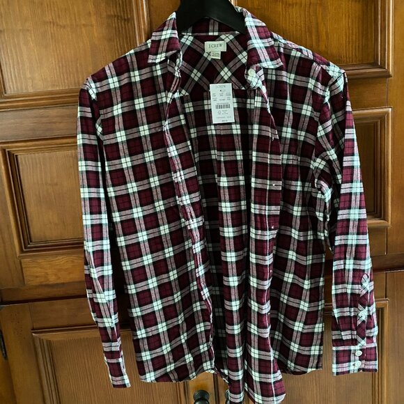 J. Crew Tops - Ladies' PXS - Petite X-Small J.Crew Cranberry Plaid Longsleeve Button Down Shirt